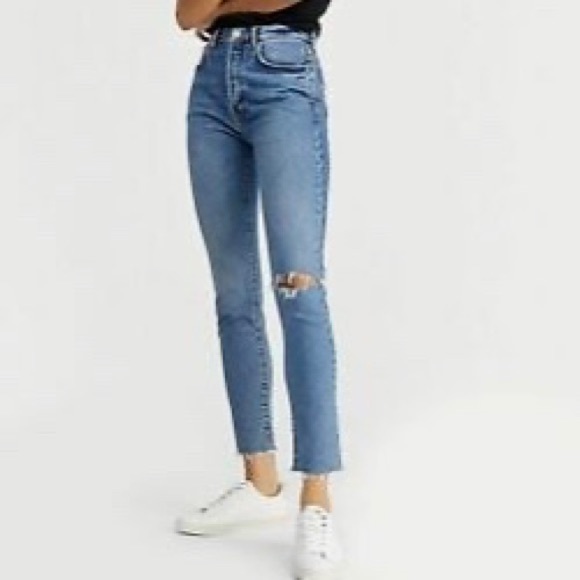 We The Free Denim - WE THE FREE High Rise Skinny Stella Raw Hem Jean